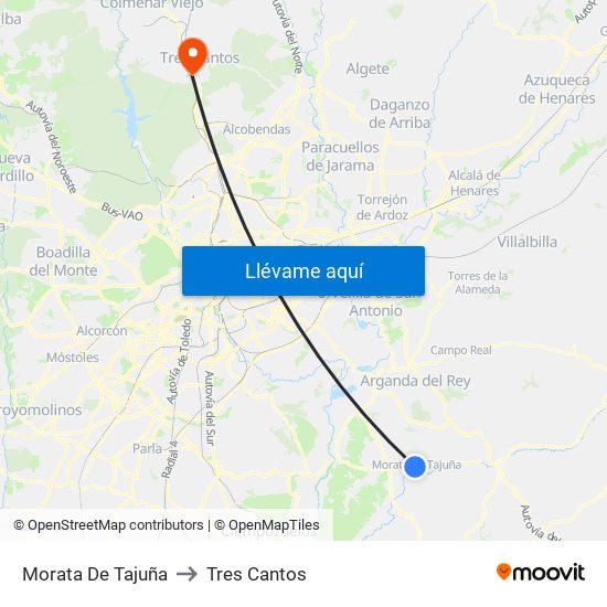 Morata De Tajuña to Tres Cantos map
