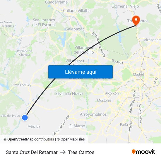 Santa Cruz Del Retamar to Tres Cantos map