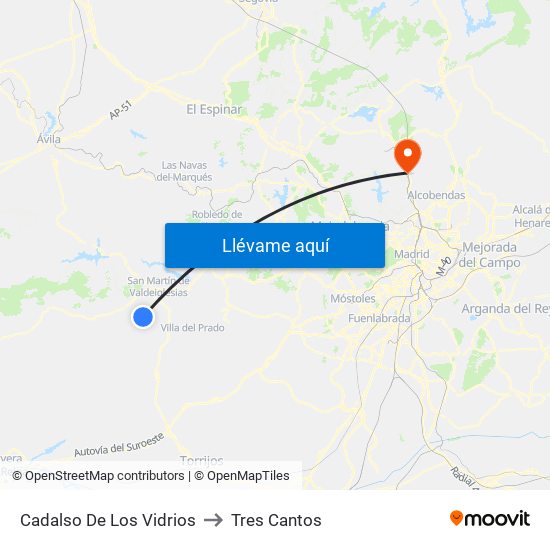 Cadalso De Los Vidrios to Tres Cantos map
