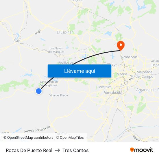 Rozas De Puerto Real to Tres Cantos map