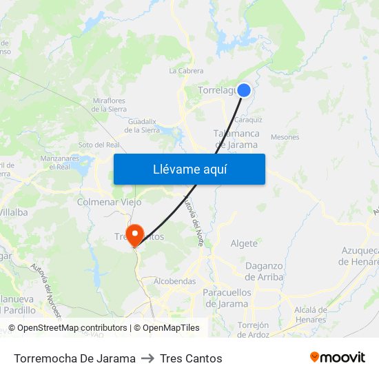 Torremocha De Jarama to Tres Cantos map