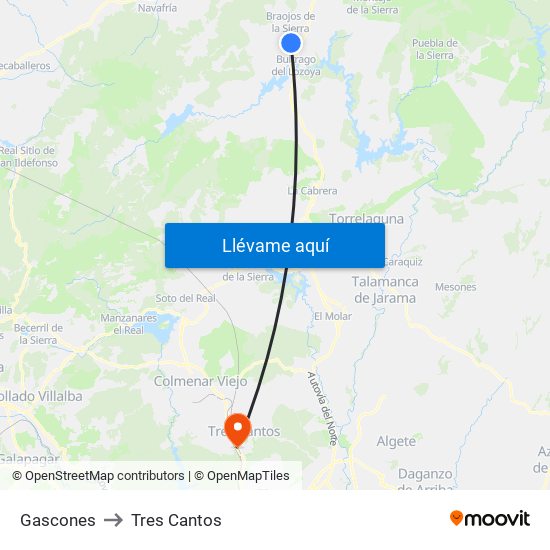 Gascones to Tres Cantos map