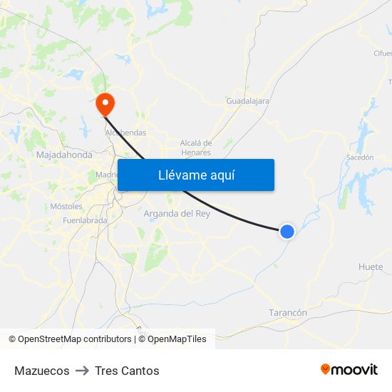Mazuecos to Tres Cantos map