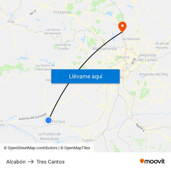 Alcabón to Tres Cantos map