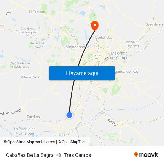 Cabañas De La Sagra to Tres Cantos map