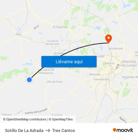 Sotillo De La Adrada to Tres Cantos map