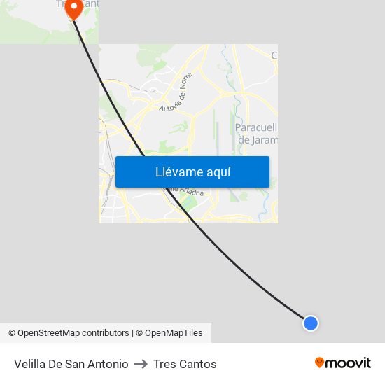 Velilla De San Antonio to Tres Cantos map