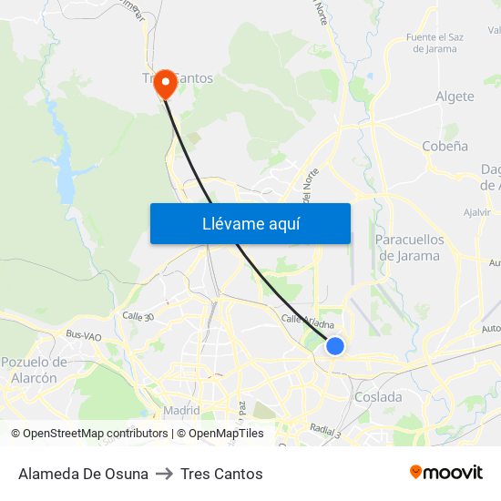 Alameda De Osuna to Tres Cantos map