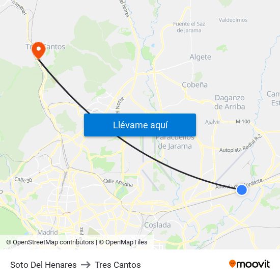 Soto Del Henares to Tres Cantos map