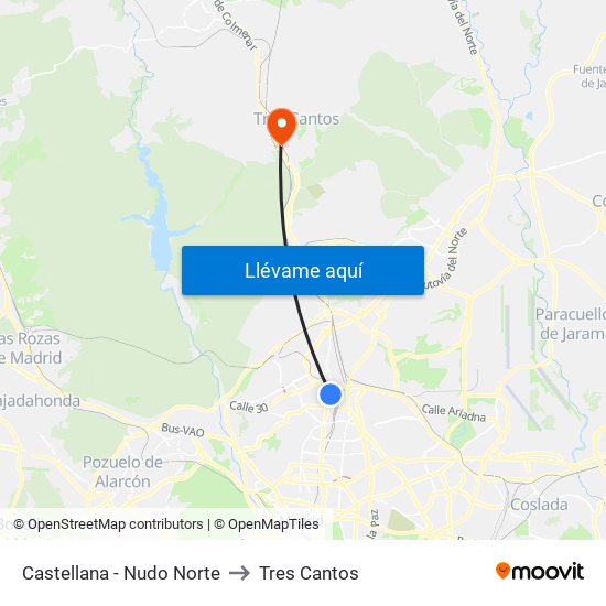 Castellana - Nudo Norte to Tres Cantos map