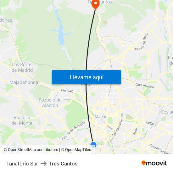 Tanatorio Sur to Tres Cantos map