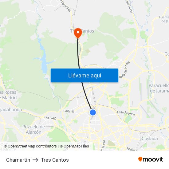 Chamartín to Tres Cantos map