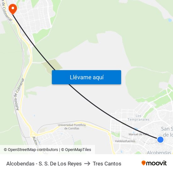 Alcobendas - S. S. De Los Reyes to Tres Cantos map
