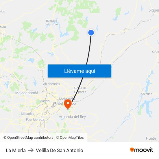 La Mierla to Velilla De San Antonio map