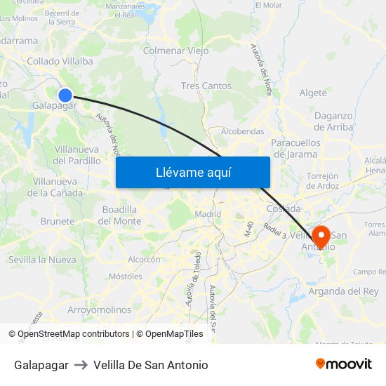 Galapagar to Velilla De San Antonio map