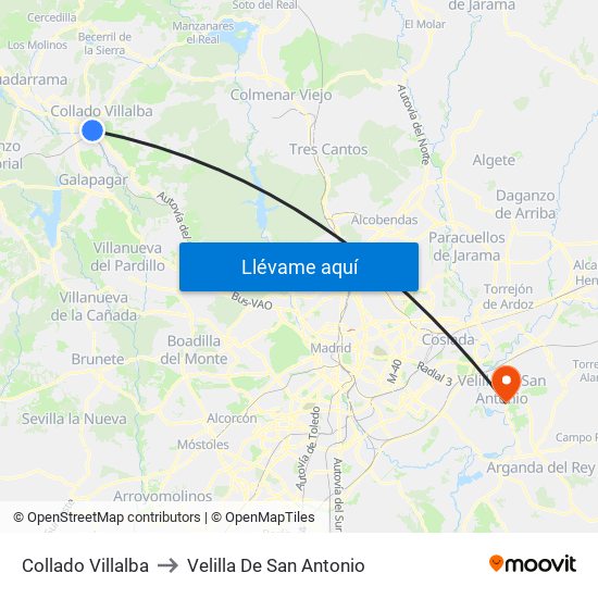 Collado Villalba to Velilla De San Antonio map