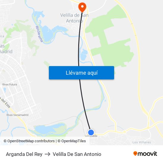 Arganda Del Rey to Velilla De San Antonio map