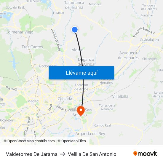 Valdetorres De Jarama to Velilla De San Antonio map