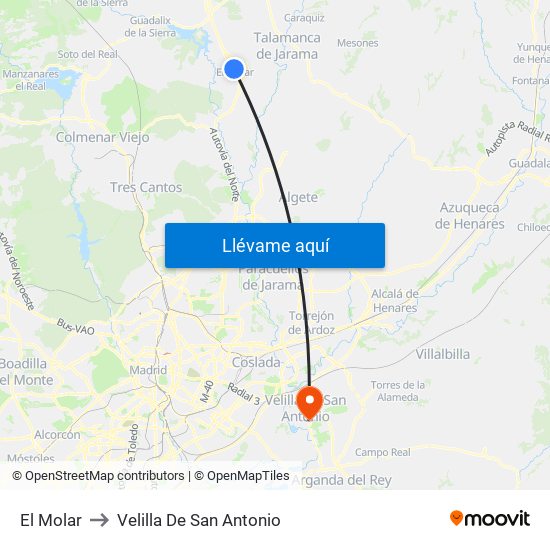 El Molar to Velilla De San Antonio map