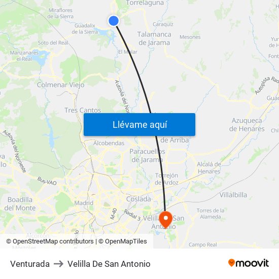Venturada to Velilla De San Antonio map