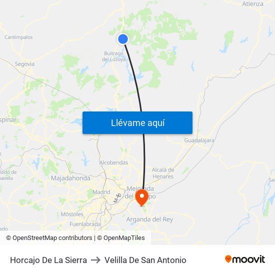 Horcajo De La Sierra to Velilla De San Antonio map