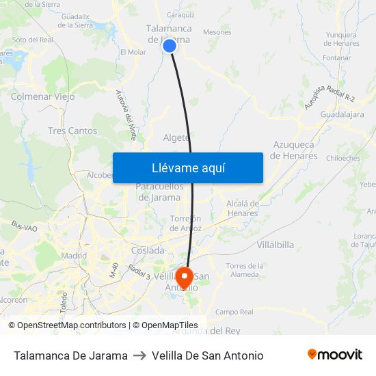 Talamanca De Jarama to Velilla De San Antonio map