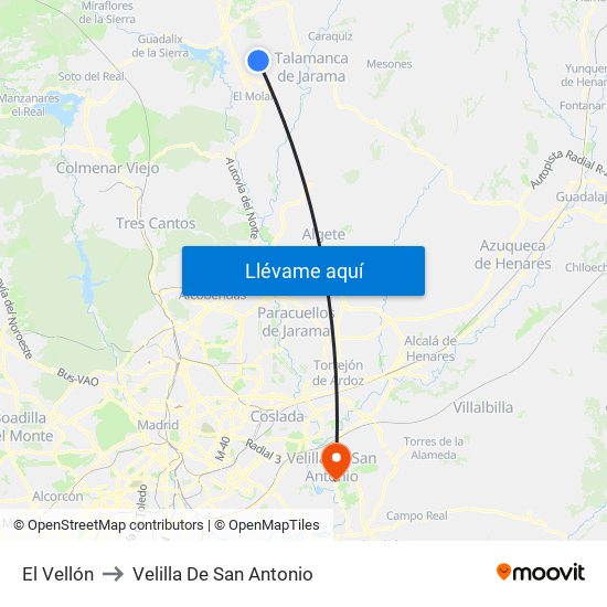 El Vellón to Velilla De San Antonio map