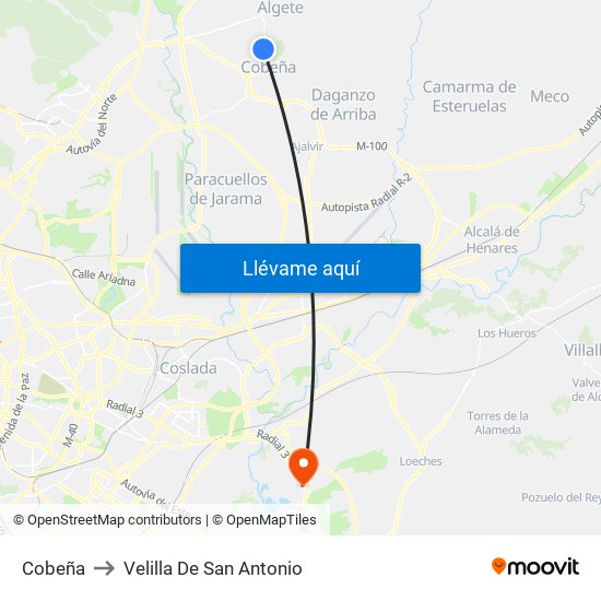 Cobeña to Velilla De San Antonio map