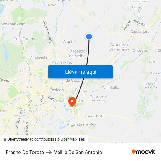 Fresno De Torote to Velilla De San Antonio map