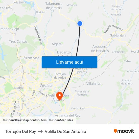 Torrejón Del Rey to Velilla De San Antonio map