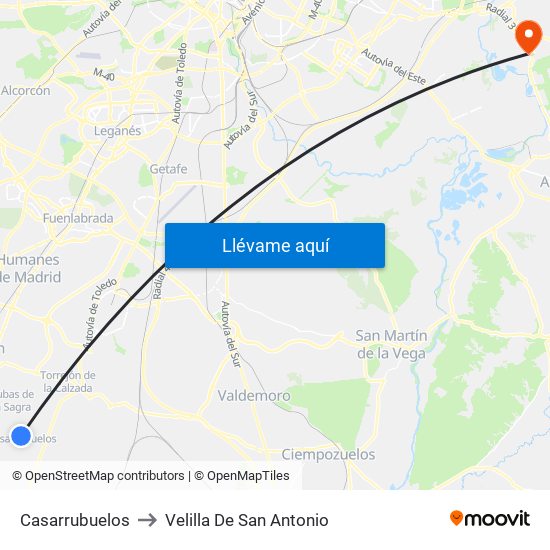 Casarrubuelos to Velilla De San Antonio map