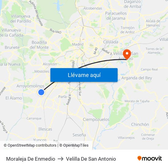 Moraleja De Enmedio to Velilla De San Antonio map