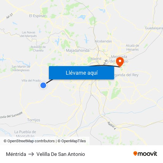 Méntrida to Velilla De San Antonio map