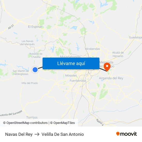 Navas Del Rey to Velilla De San Antonio map