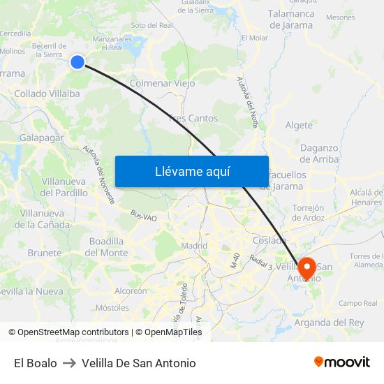 El Boalo to Velilla De San Antonio map
