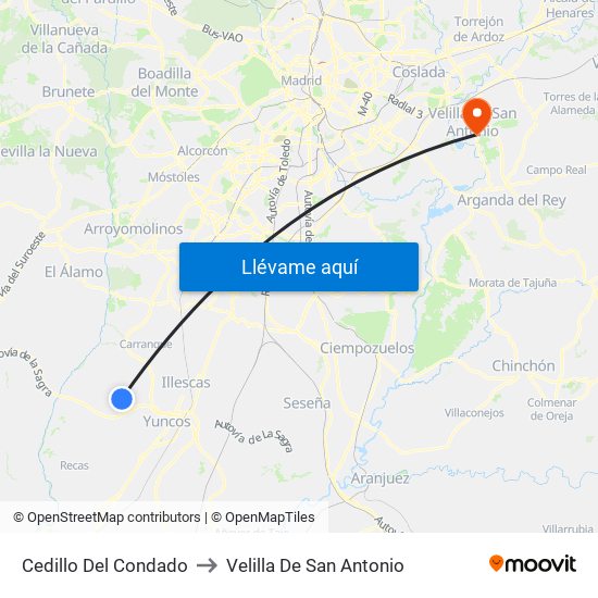 Cedillo Del Condado to Velilla De San Antonio map