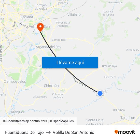 Fuentidueña De Tajo to Velilla De San Antonio map