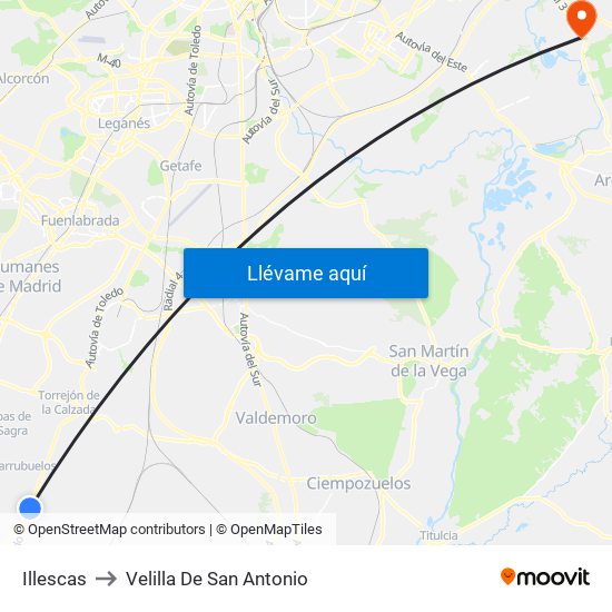 Illescas to Velilla De San Antonio map