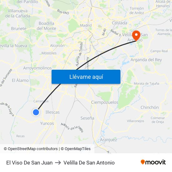 El Viso De San Juan to Velilla De San Antonio map