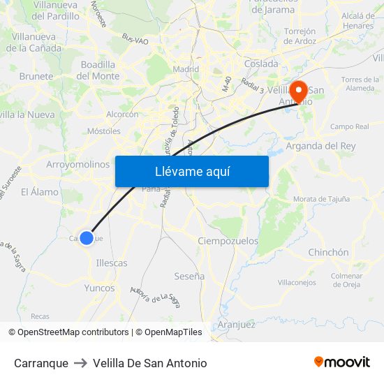 Carranque to Velilla De San Antonio map