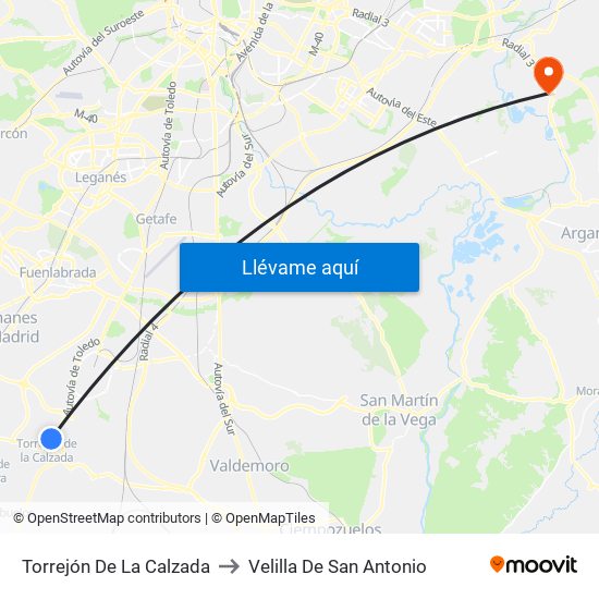 Torrejón De La Calzada to Velilla De San Antonio map