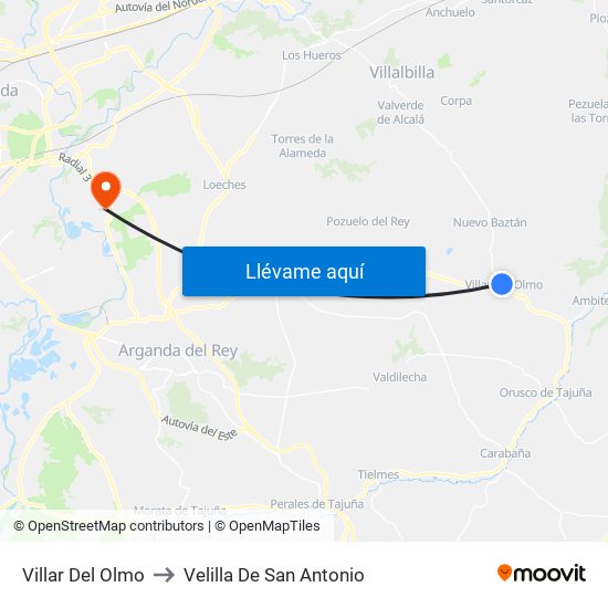 Villar Del Olmo to Velilla De San Antonio map