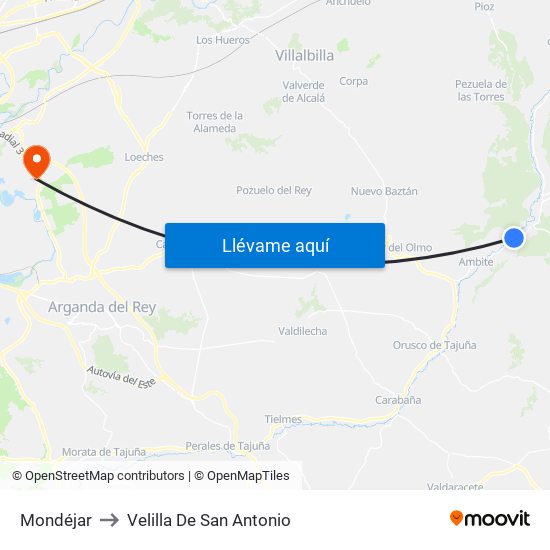 Mondéjar to Velilla De San Antonio map