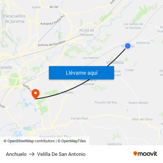 Anchuelo to Velilla De San Antonio map