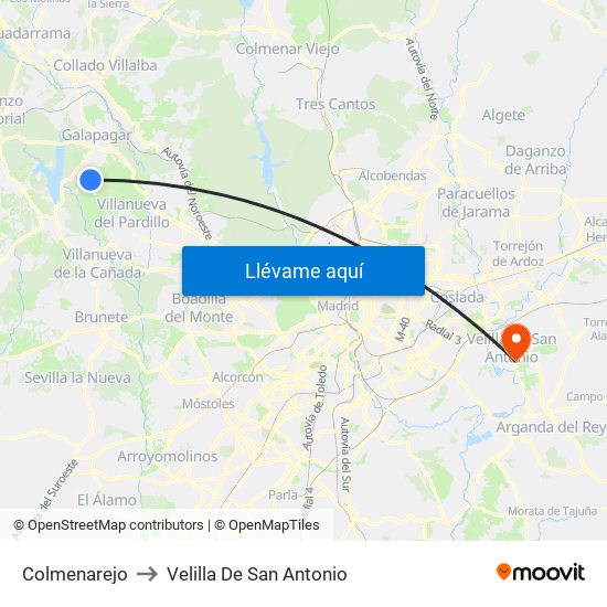 Colmenarejo to Velilla De San Antonio map