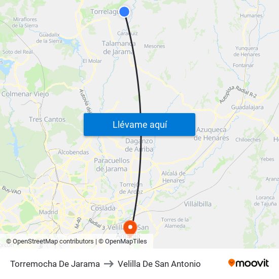 Torremocha De Jarama to Velilla De San Antonio map