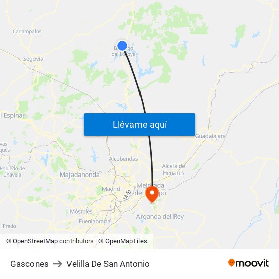 Gascones to Velilla De San Antonio map