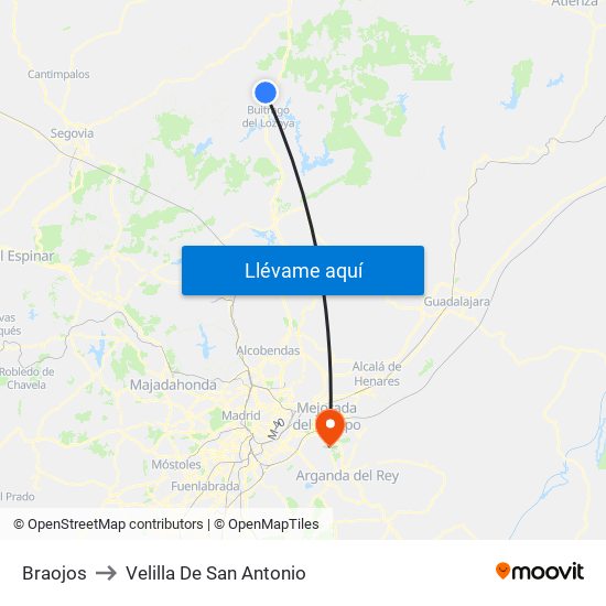 Braojos to Velilla De San Antonio map