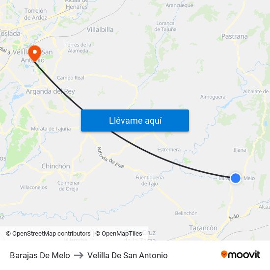 Barajas De Melo to Velilla De San Antonio map