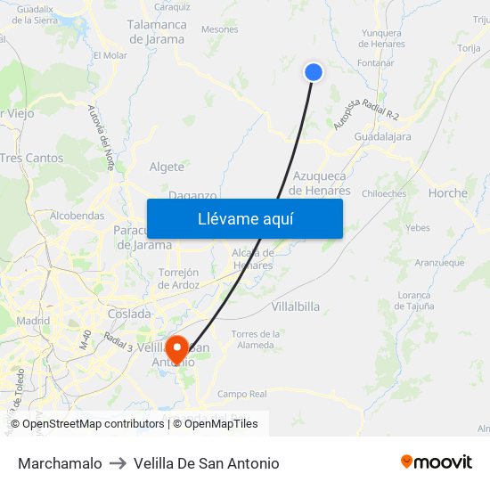 Marchamalo to Velilla De San Antonio map